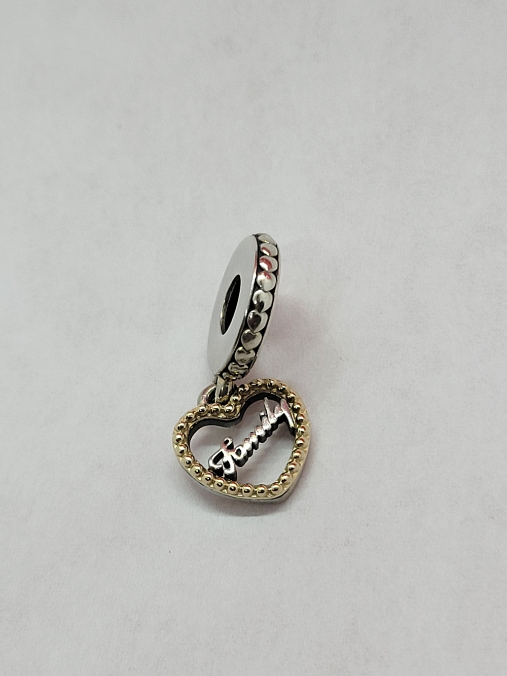 PANDORA 14K GOLD & SILVER FAMILY PENDANT CHARM